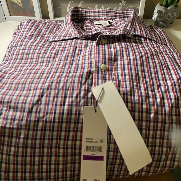 Calvin Klein Men’s Cashmere Plaid Button-down Shirt - Picture 6 of 7